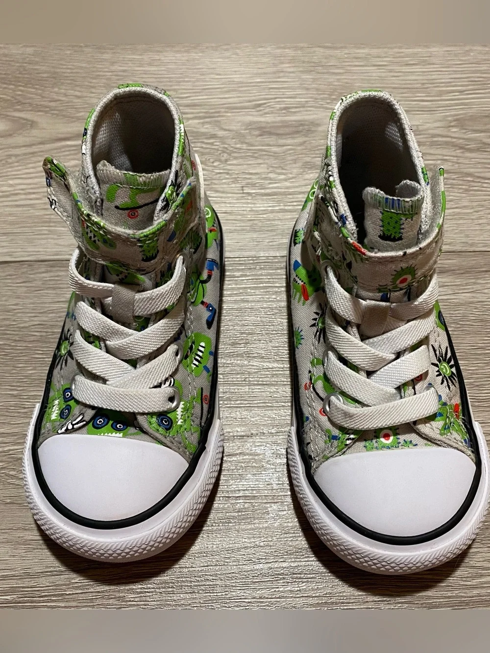 Converse High Tops ~ Infants Size 6 ~ Grey with Green Monsters